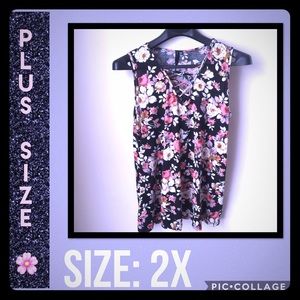 Floral Crisscrossed Sleeveless Top